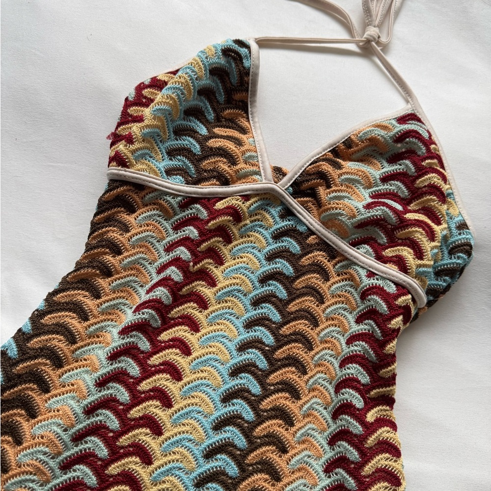 Multicolor Crochet Halter Dress